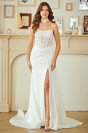 Strapless Bateau Neck Illusion ...